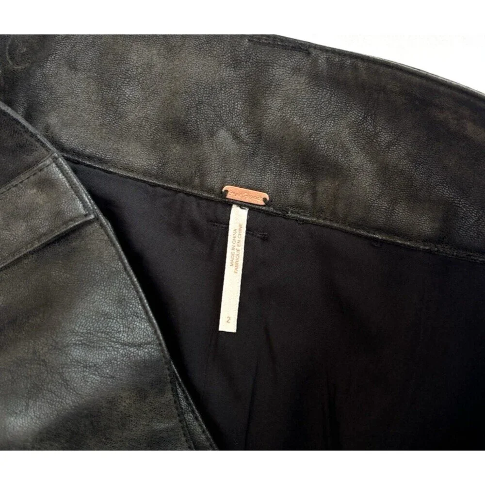 Free People Carson Utility Wrap Mini Skirt Charcoal Vegan Leather NWT - 2